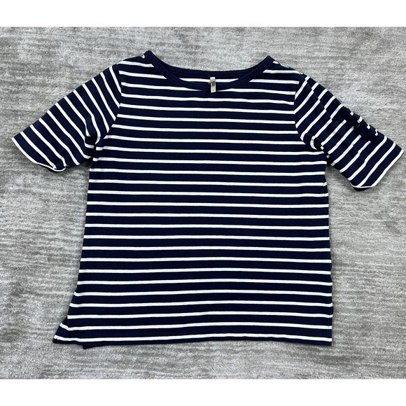 White Stag Shirt Womens Large Blue White Striped‎ Short Sleeve - Picture 1 of 11
